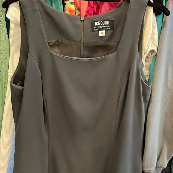 Ice cube by Michael Office Dress. Dark grey/olive. Fully lined. Zip back - Picture 2 of 6